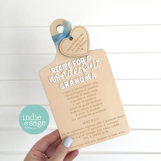 personalised grandma recipe board mothers day gift wooden engraved sign