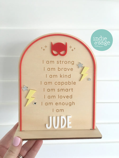 Personalised Daily Affirmation Sign for Boys - Superhero Design