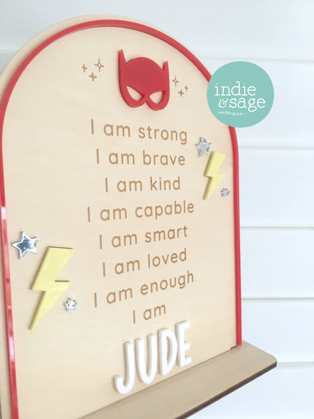 Personalised Daily Affirmation Sign for Boys - Superhero Design
