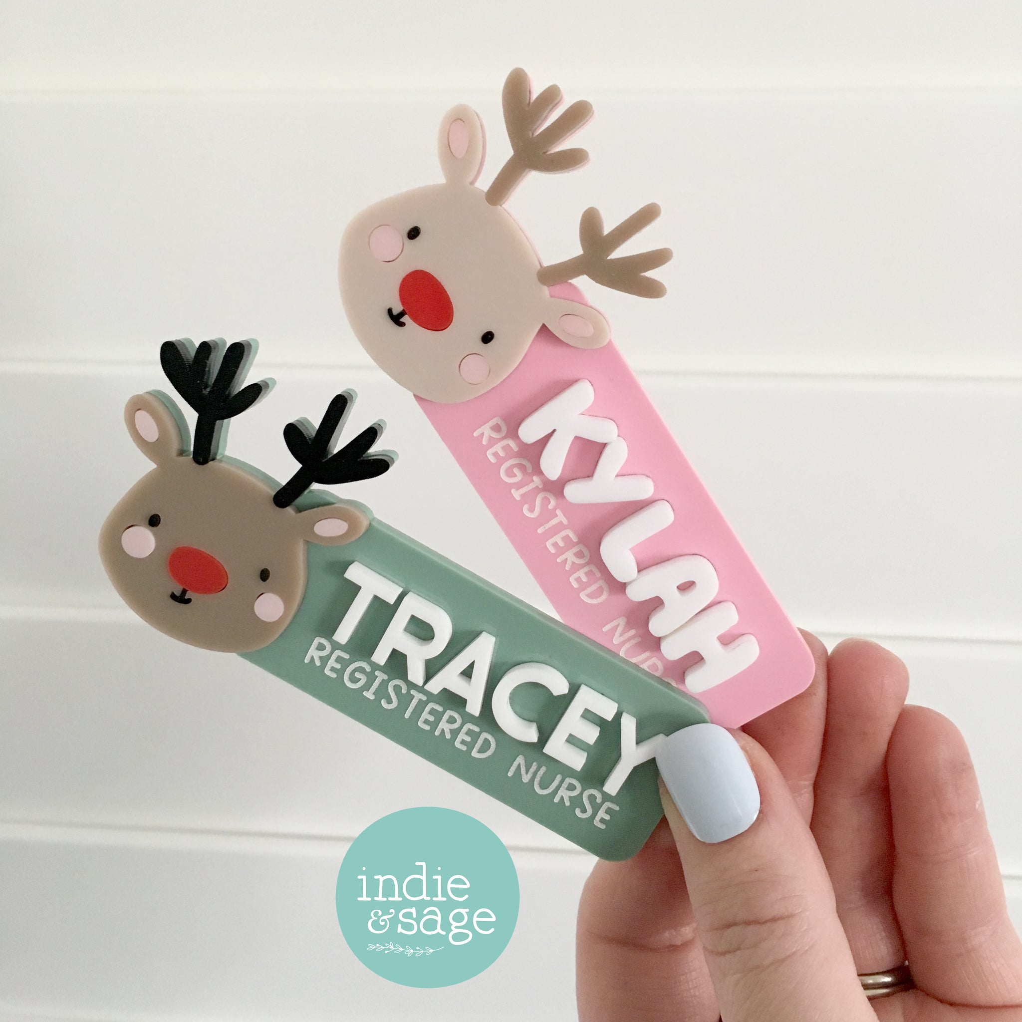 Christmas Name Badge - Reindeer Design