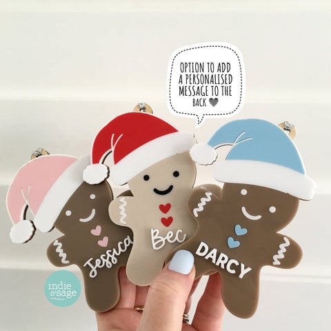 Christmas Tree Decoration - Personalised Gingerbread (Option to add engraved message to the back)