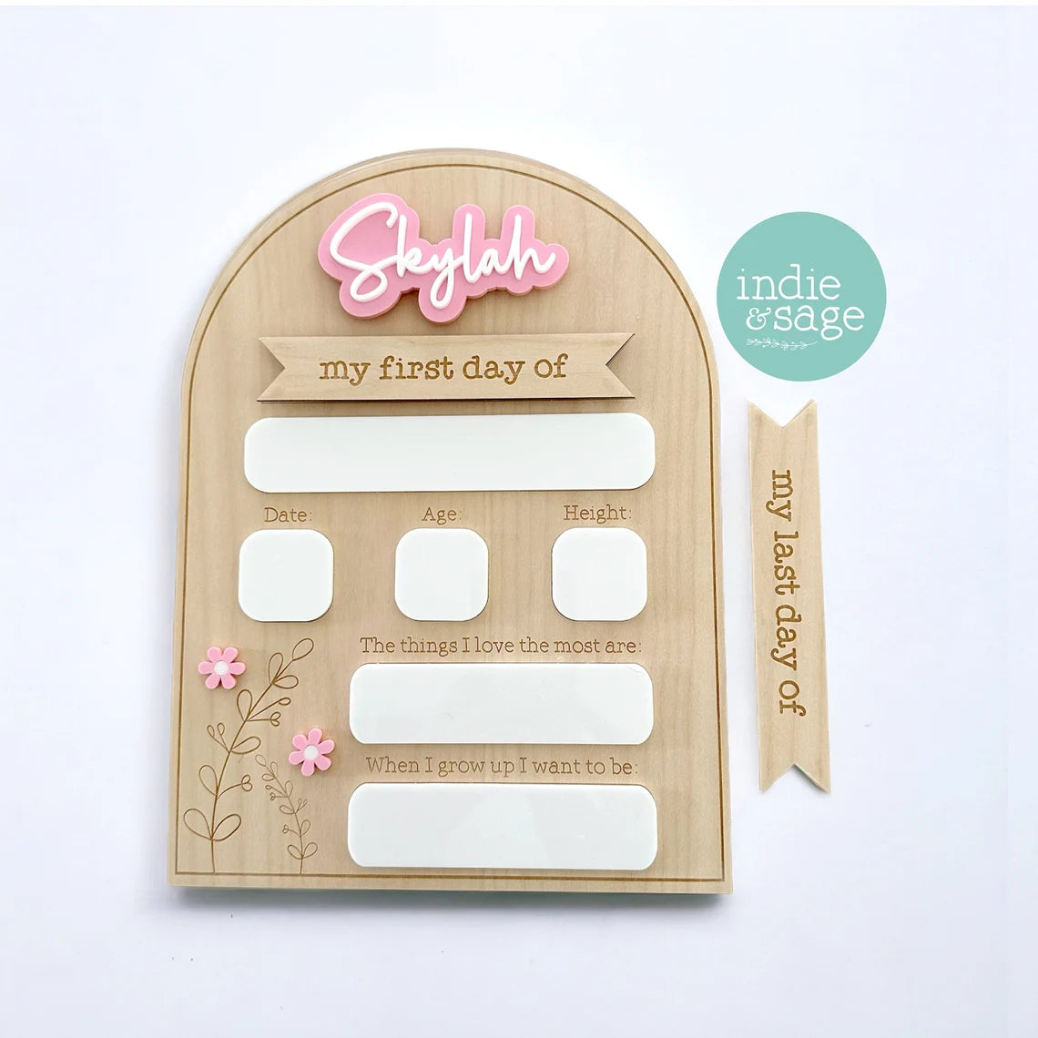 Personalised Back To School Board - Musk Floral Design