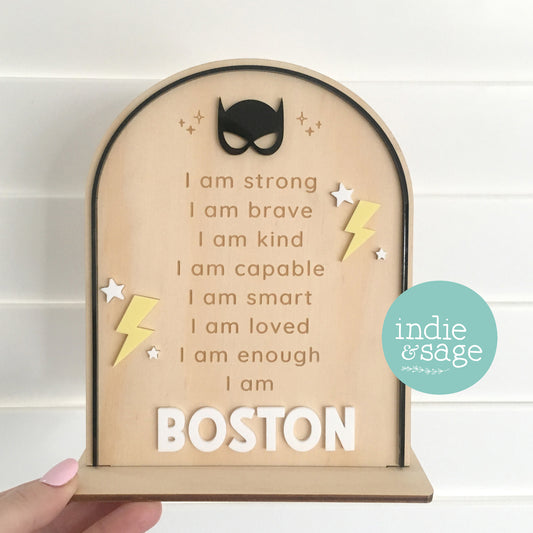 Personalised Daily Affirmation Sign for Boys - Superhero Design
