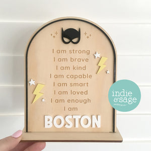 Personalised Daily Affirmation Sign for Boys - Superhero Design