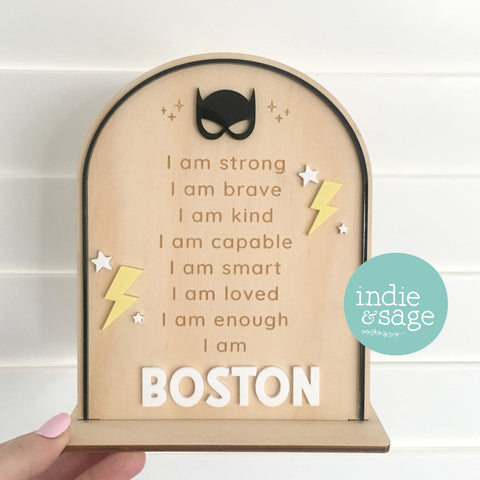 Personalised Daily Affirmation Sign for Boys - Superhero Design