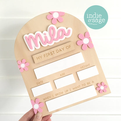 Personalised Back To School Board (Beautiful Floral Pink Design)
