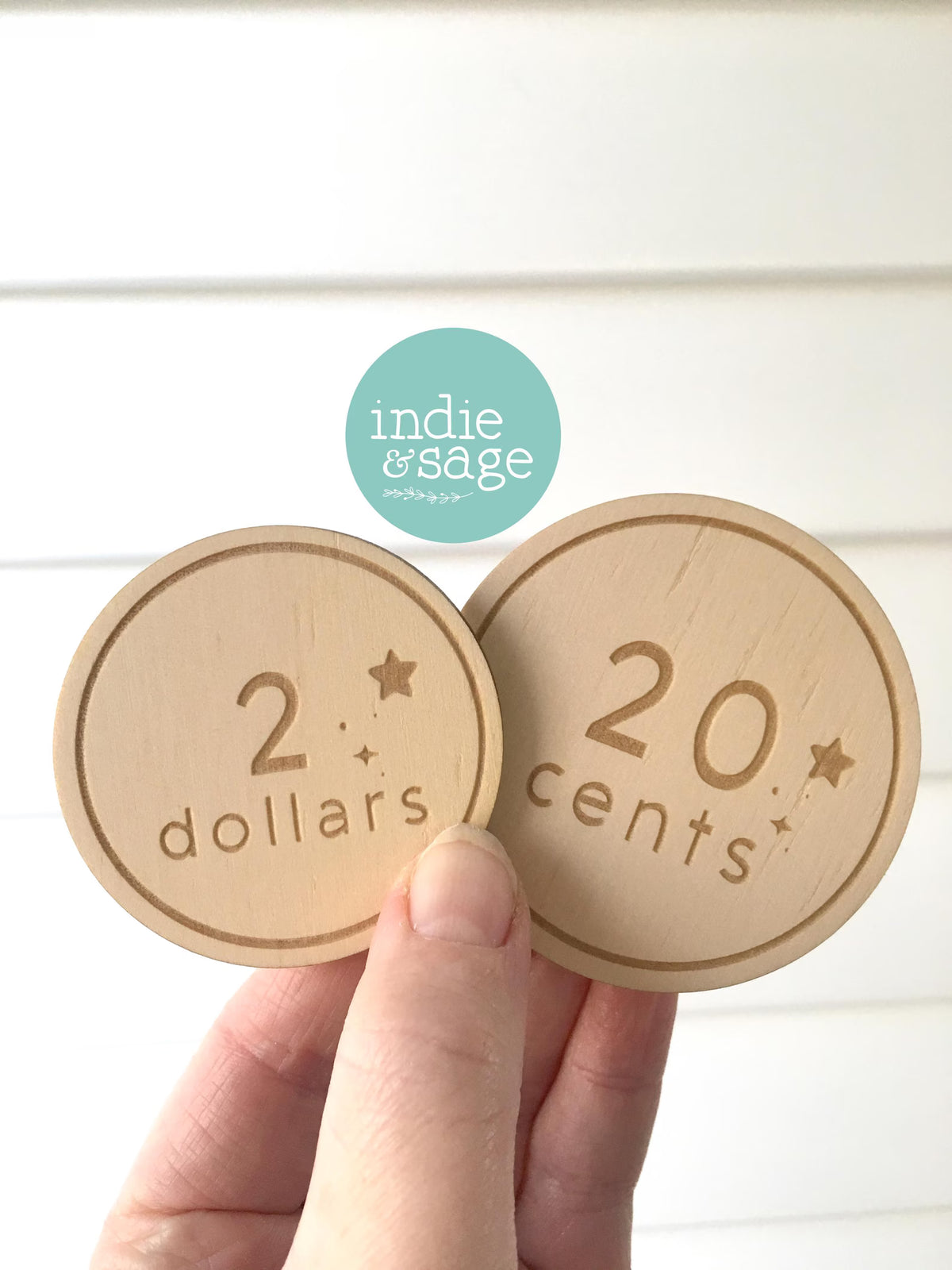 Personalised Wooden Play Money Set | Kids Pretend Play Cash | Play Kitchen & Café Toy | Wooden Toy Money | Kids Gift