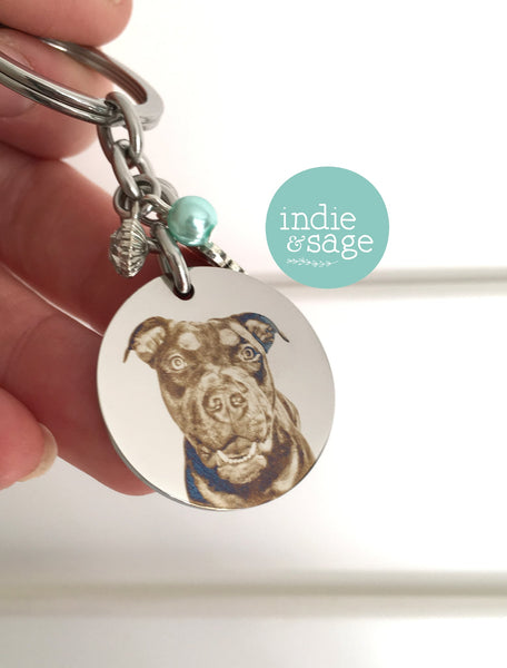 Custom Pet Portrait Necklace or Keychain – Engraved Dog or Cat Photo Pendant