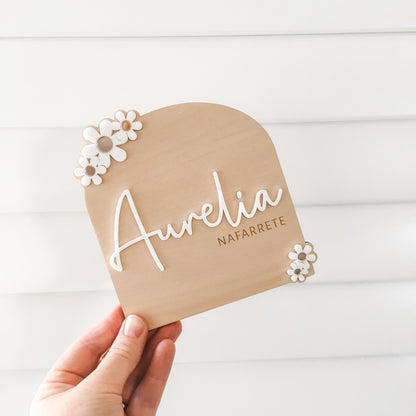Newborn photo prop floral name sign and birth announcement set