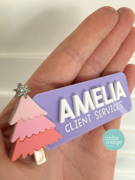 Christmas Name Badge - Personalised Name Badge with Christmas Tree
