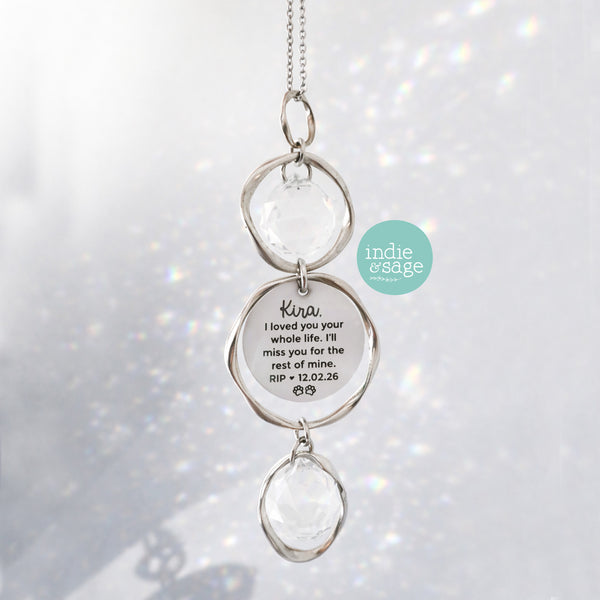 Personalised Pet Memorial Suncatcher – Custom Engraved Pet Portrait | Dog Memorial & Pet Loss Gift