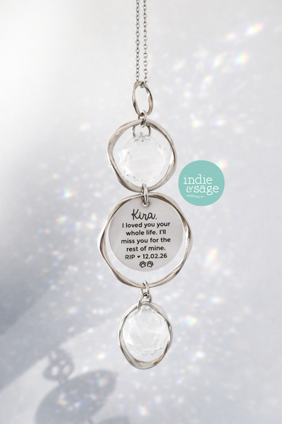 Personalised Pet Memorial Suncatcher – Custom Engraved Pet Portrait | Dog Memorial & Pet Loss Gift