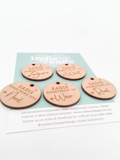 Personalised Mini Something Gift Tags, Christmas Gift Tags, Something To Gift Tags, Mindful Gift Tags, Wooden Gift Tags, Christmas Gift