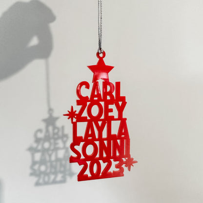 Christmas Tree Decoration - Personalised Family Ornament [Choose your colour]