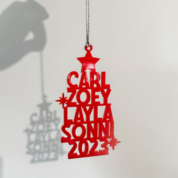 Christmas Tree Decoration - Personalised Family Ornament [Choose your colour]
