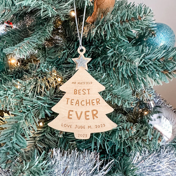 Best Teacher Ever Personalised Christmas Tree Decoration, Gift From Student, Teacher Gifts, Gift for Teacher, Teacher Christmas Gifts, Love