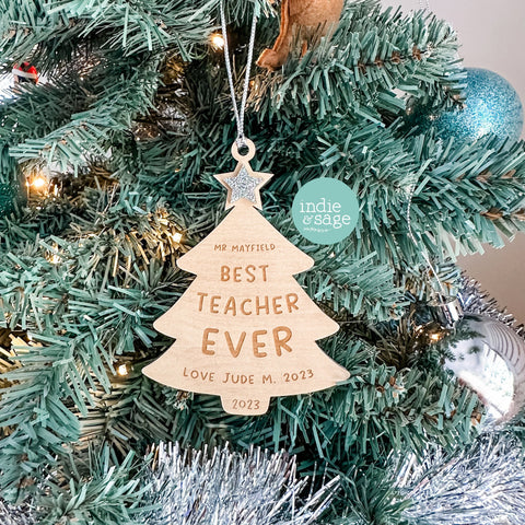 Best Teacher Ever Personalised Christmas Tree Decoration, Gift From Student, Teacher Gifts, Gift for Teacher, Teacher Christmas Gifts, Love