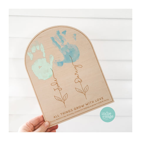 All Things Grow with Love Personalised Handprint Plaque