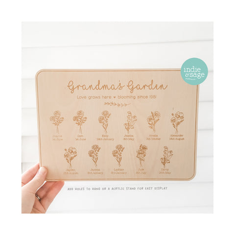Grandma's Garden - Personalised Engraved Sign (Grandparent Gift Idea)