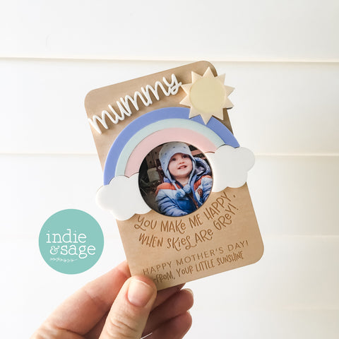 You Make Me Happy When Skies Are Grey Rainbow Personalised  Photo Frame (with acrylic name)