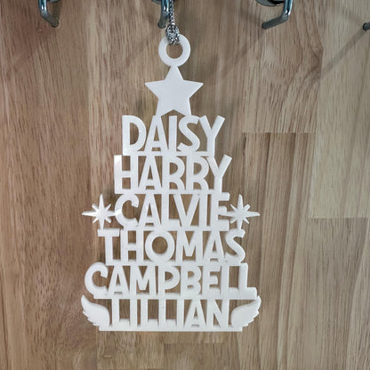 Christmas Tree Decoration - Personalised Family Ornament [Choose your colour]