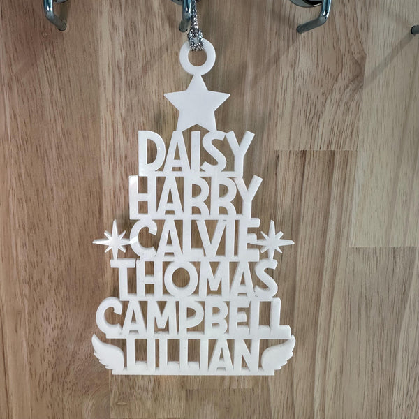 Christmas Tree Decoration - Personalised Family Ornament [Choose your colour]
