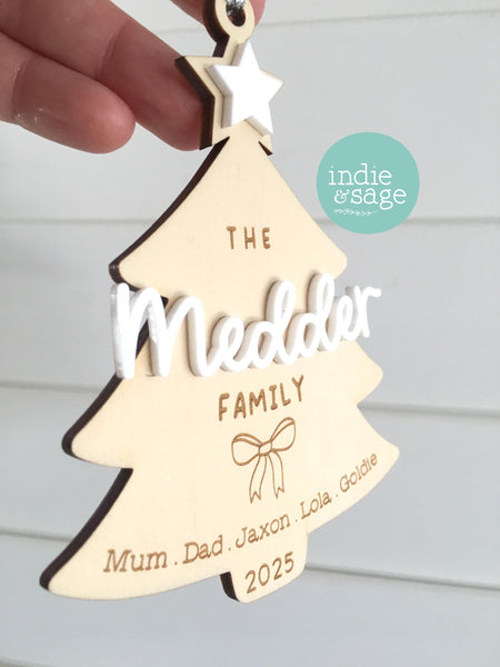 Personalised Christmas Ornament For Family Tree Decoration For Home Decor Gift For Christmas Tree Ornament With Name Year Keepsake Holiday