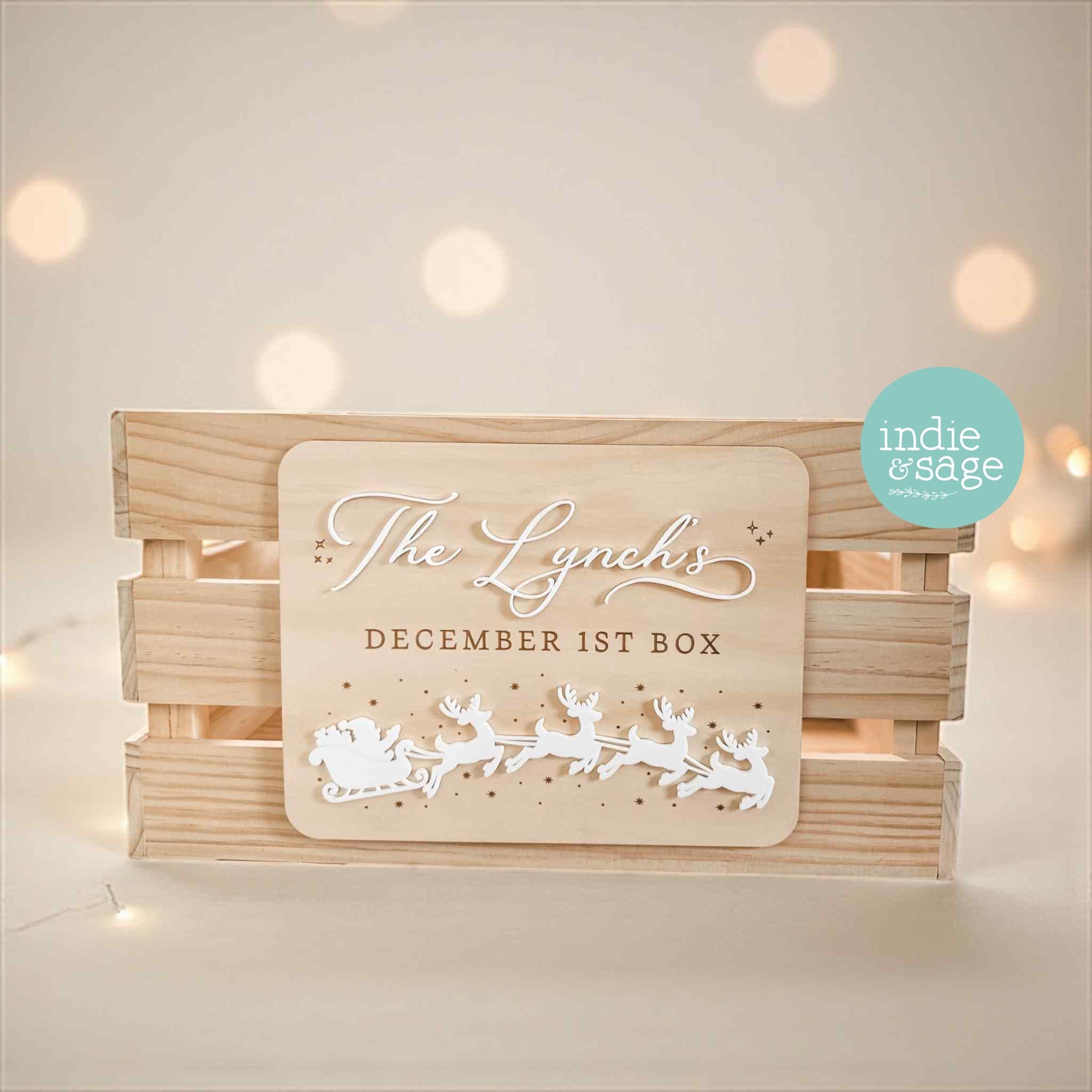 December 1st Box Sign | Personalised Christmas Box/Crate Sign | Special Delivery Plaque | Christmas Eve Crate Sign