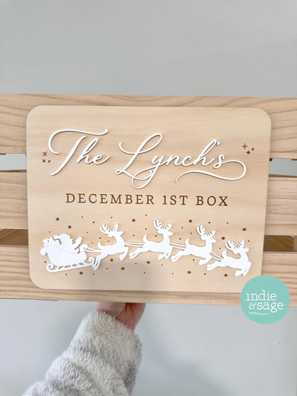 December 1st Box Sign | Personalised Christmas Box/Crate Sign | Special Delivery Plaque | Christmas Eve Crate Sign