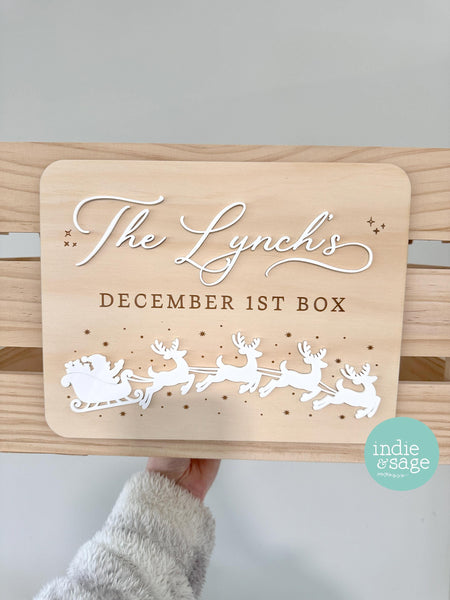 December 1st Box Sign | Personalised Christmas Box/Crate Sign | Special Delivery Plaque | Christmas Eve Crate Sign