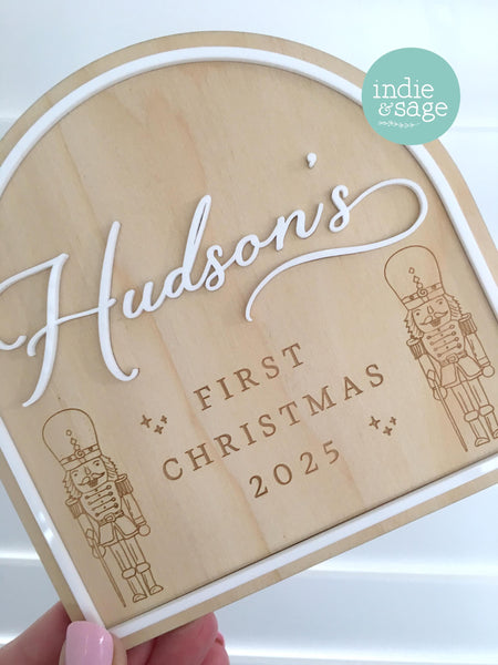 Baby's First Christmas Sign for Boys - My First Christmas - Nutcracker Christmas Design