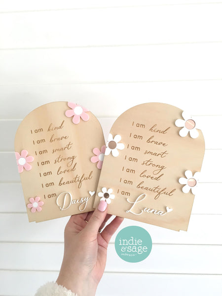 Daily Affirmation Plaque for Girls - Pink Floral Design, Affirmation Sign, Affirmations