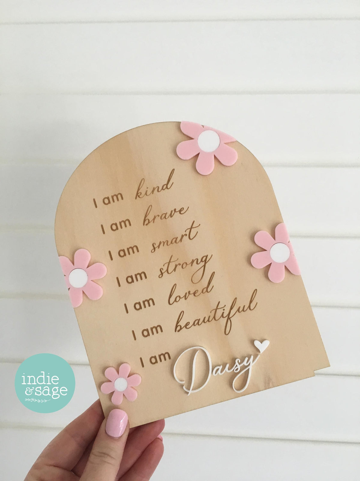 Daily Affirmation Plaque for Girls - Pink Floral Design, Affirmation Sign, Affirmations
