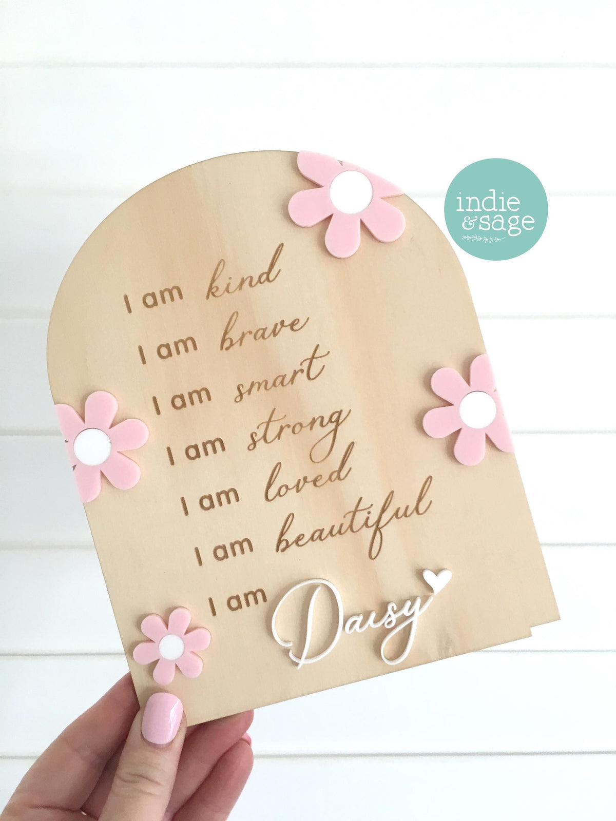 Daily Affirmation Plaque for Girls - Pink Floral Design, Affirmation Sign, Affirmations
