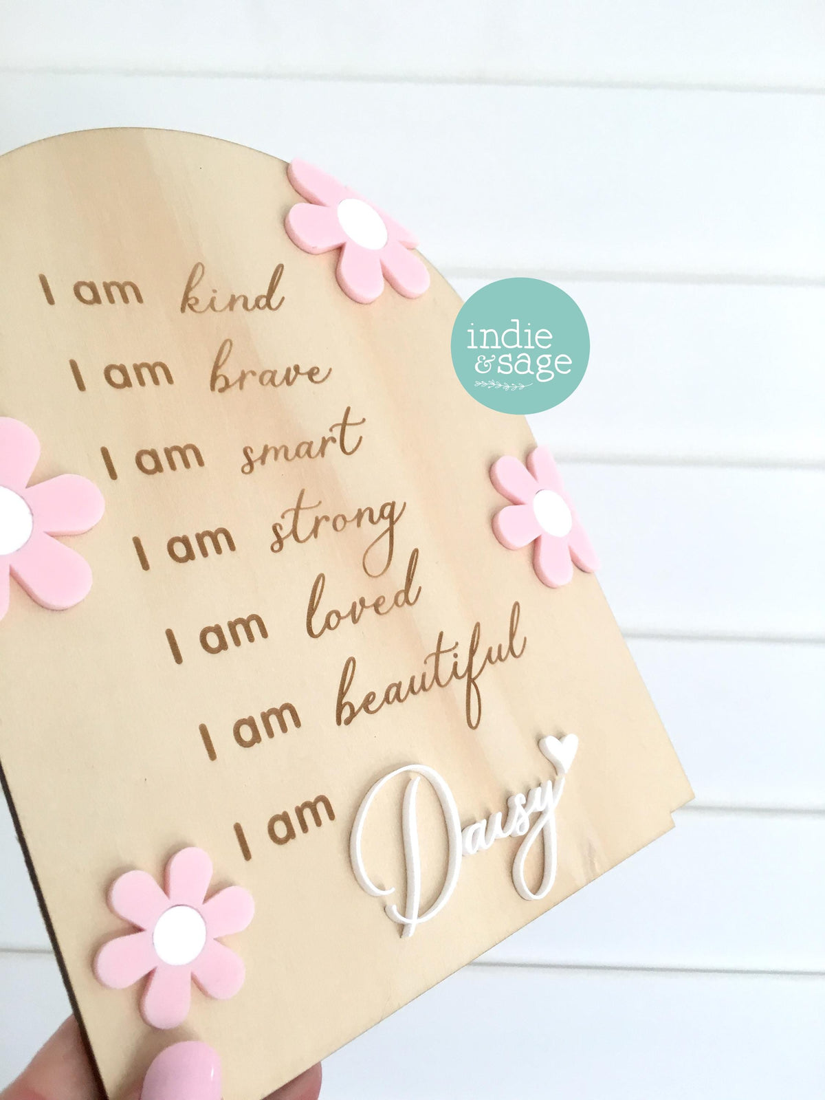Daily Affirmation Plaque for Girls - Pink Floral Design, Affirmation Sign, Affirmations