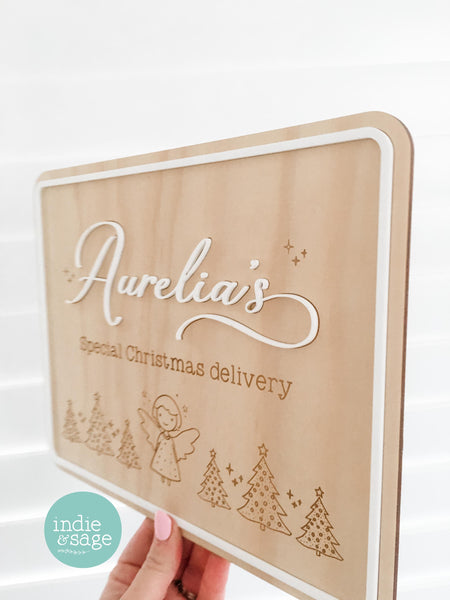Christmas Eve Box Sign for Girls | Personalised Christmas Box/Crate Sign | Special Delivery Plaque, Girls Christmas