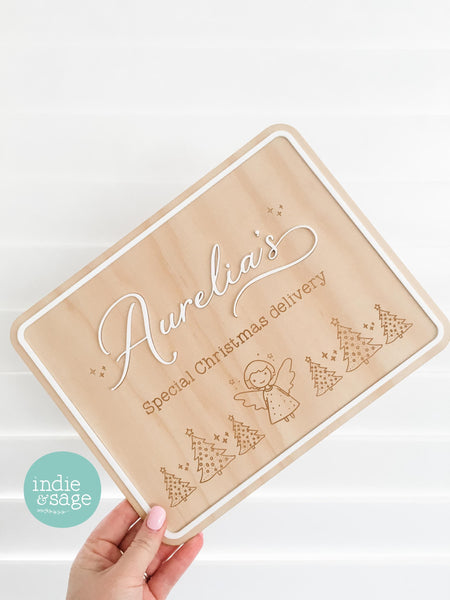 Christmas Eve Box Sign for Girls | Personalised Christmas Box/Crate Sign | Special Delivery Plaque, Girls Christmas