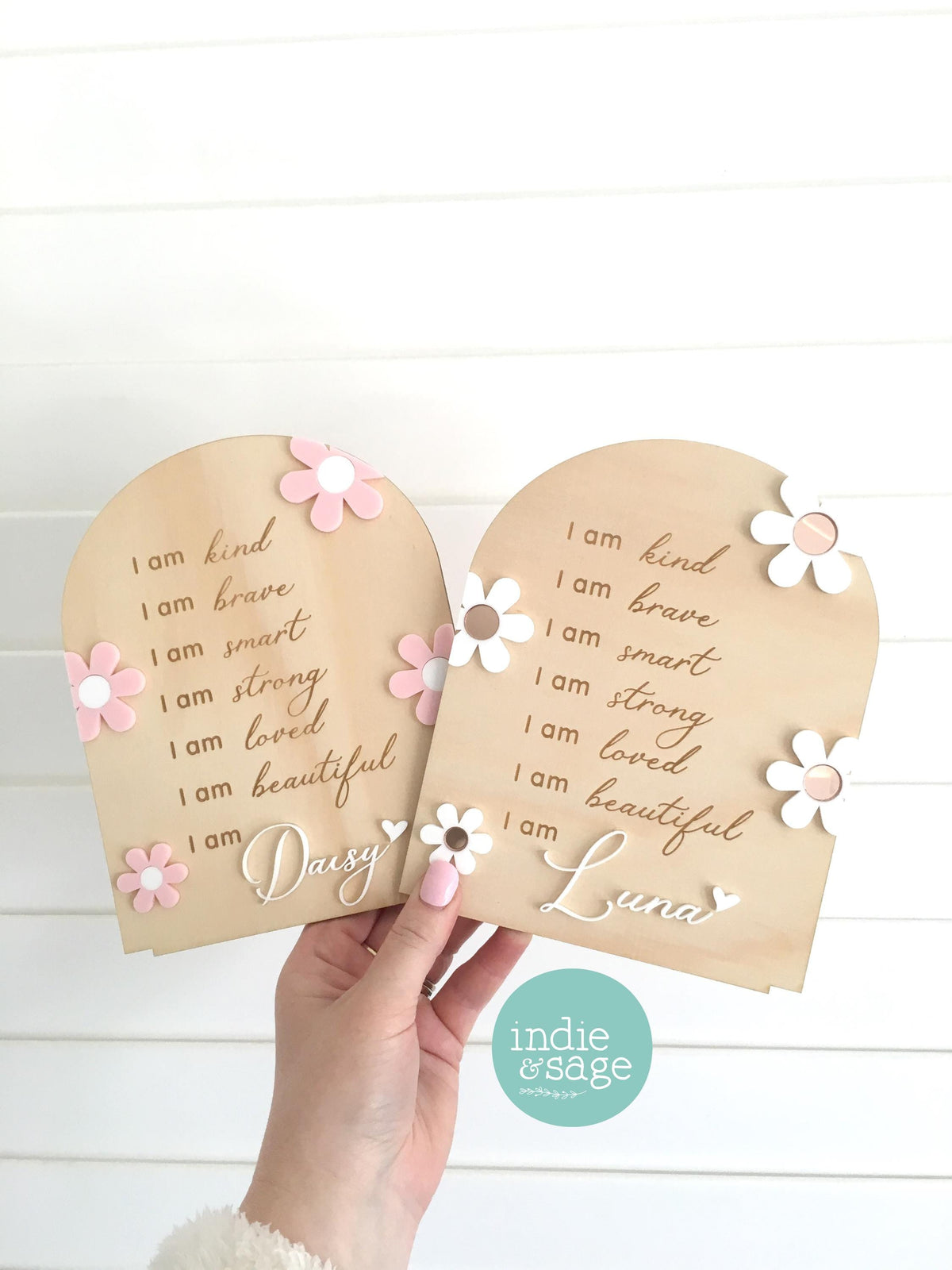 Daily Affirmation Plaque for Girls - Pink Floral Design, Affirmation Sign, Affirmations