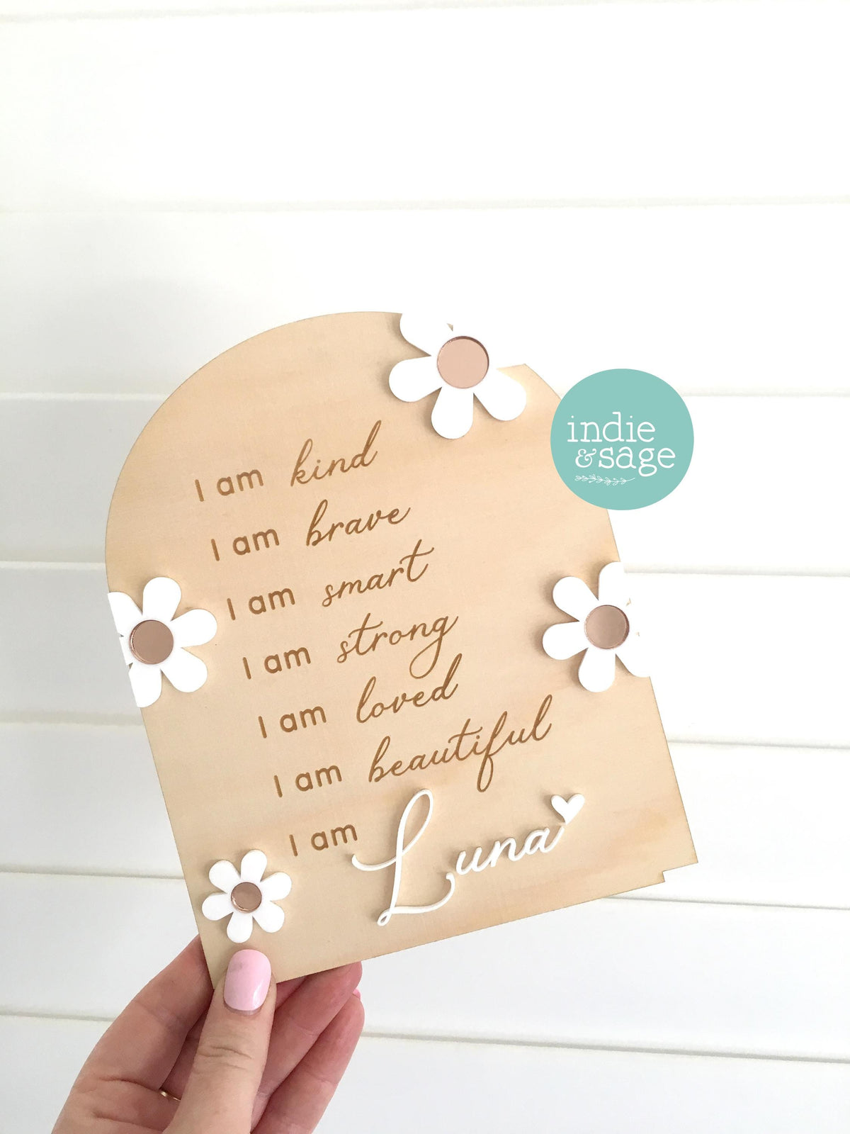 Daily Affirmation Plaque for Girls - Pink Floral Design, Affirmation Sign, Affirmations