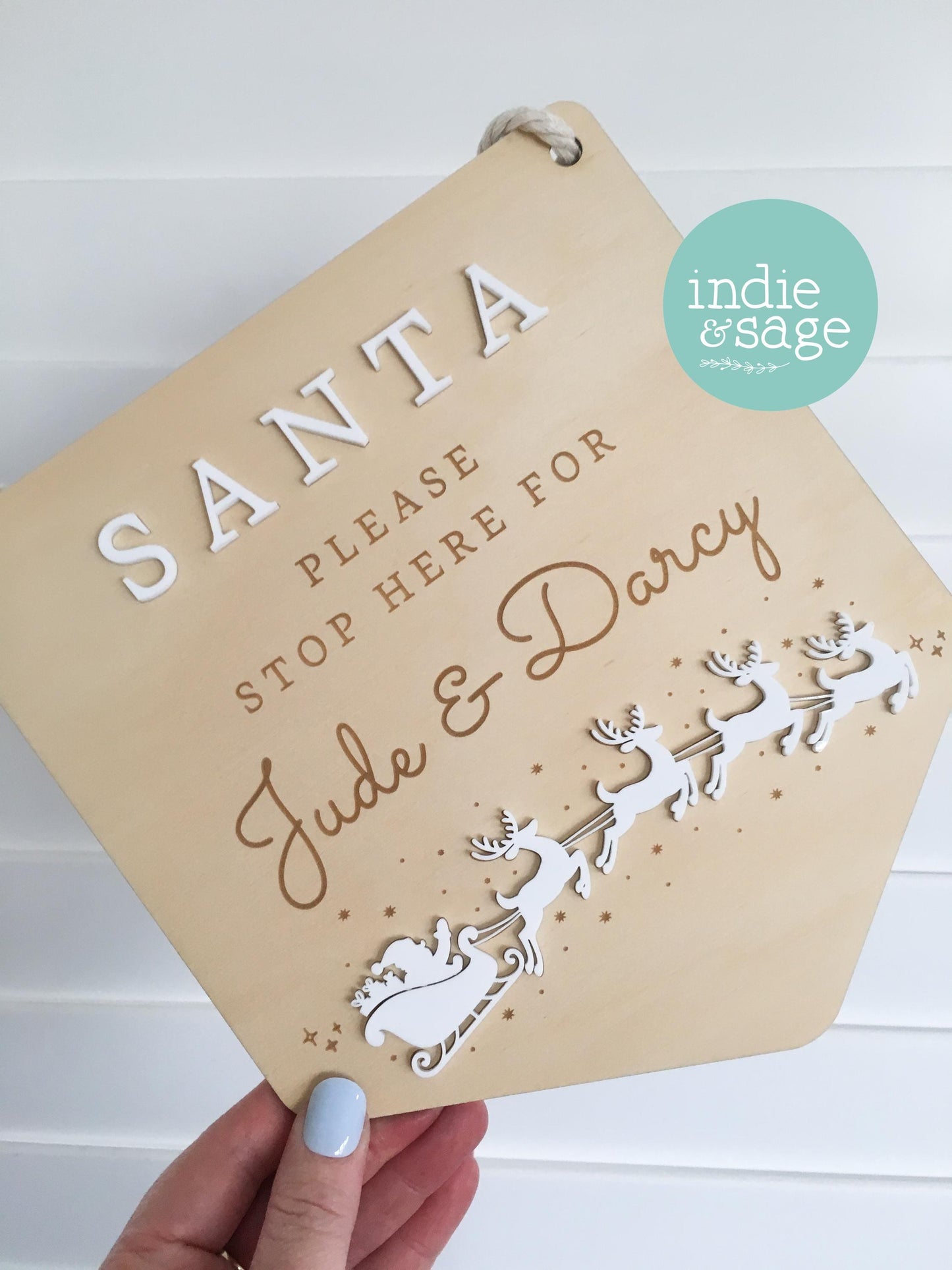 Santa Please Stop Here Personalised Sign - Santa Stop Here Sign Plaque