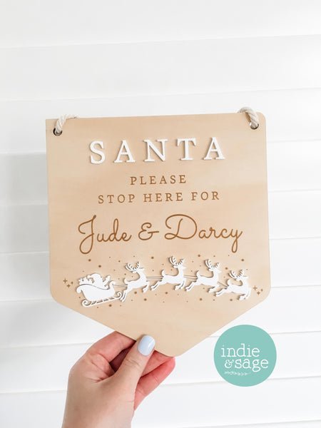 Santa Please Stop Here Personalised Sign - Santa Stop Here Sign Plaque