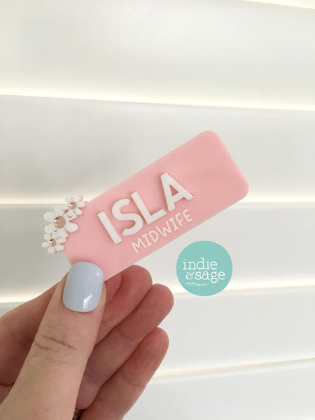 Floral Work Name Badge - Personalised Name Badge - Registered Nurse Name Badge - Custom Fun Name Badge