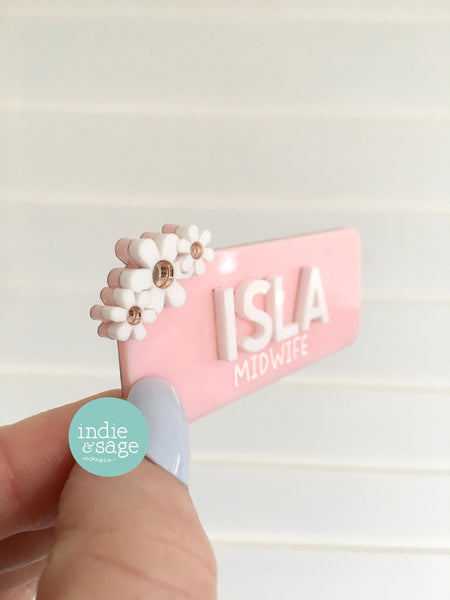 Floral Work Name Badge - Personalised Name Badge - Registered Nurse Name Badge - Custom Fun Name Badge