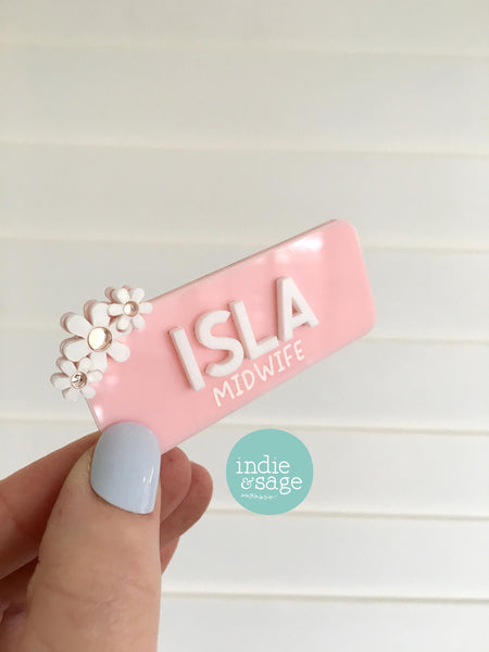 Floral Work Name Badge - Personalised Name Badge - Registered Nurse Name Badge - Custom Fun Name Badge