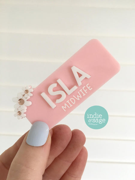 Floral Work Name Badge - Personalised Name Badge - Registered Nurse Name Badge - Custom Fun Name Badge