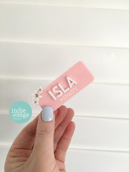 Floral Work Name Badge - Personalised Name Badge - Registered Nurse Name Badge - Custom Fun Name Badge