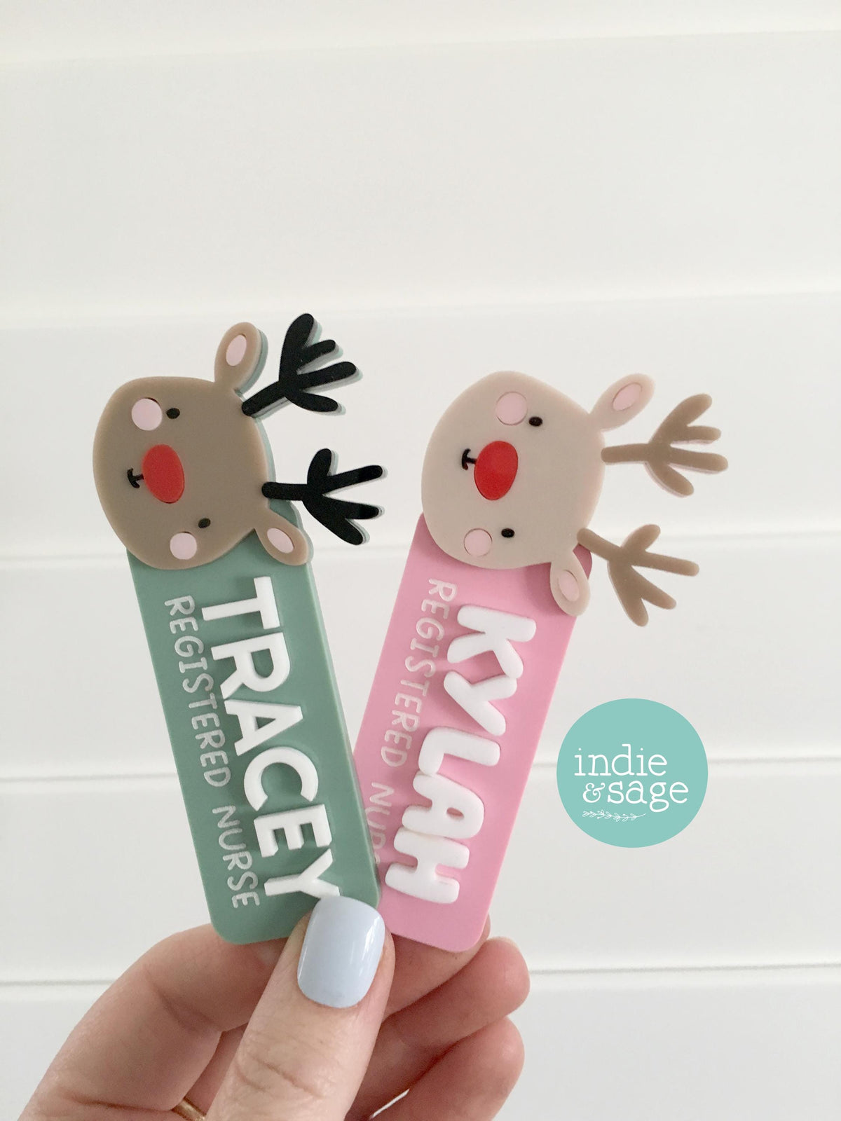Work Name Badge Christmas Designs - Reindeer Work Name Badge - Christmas Work Name Badge - Christmas Staff Badge