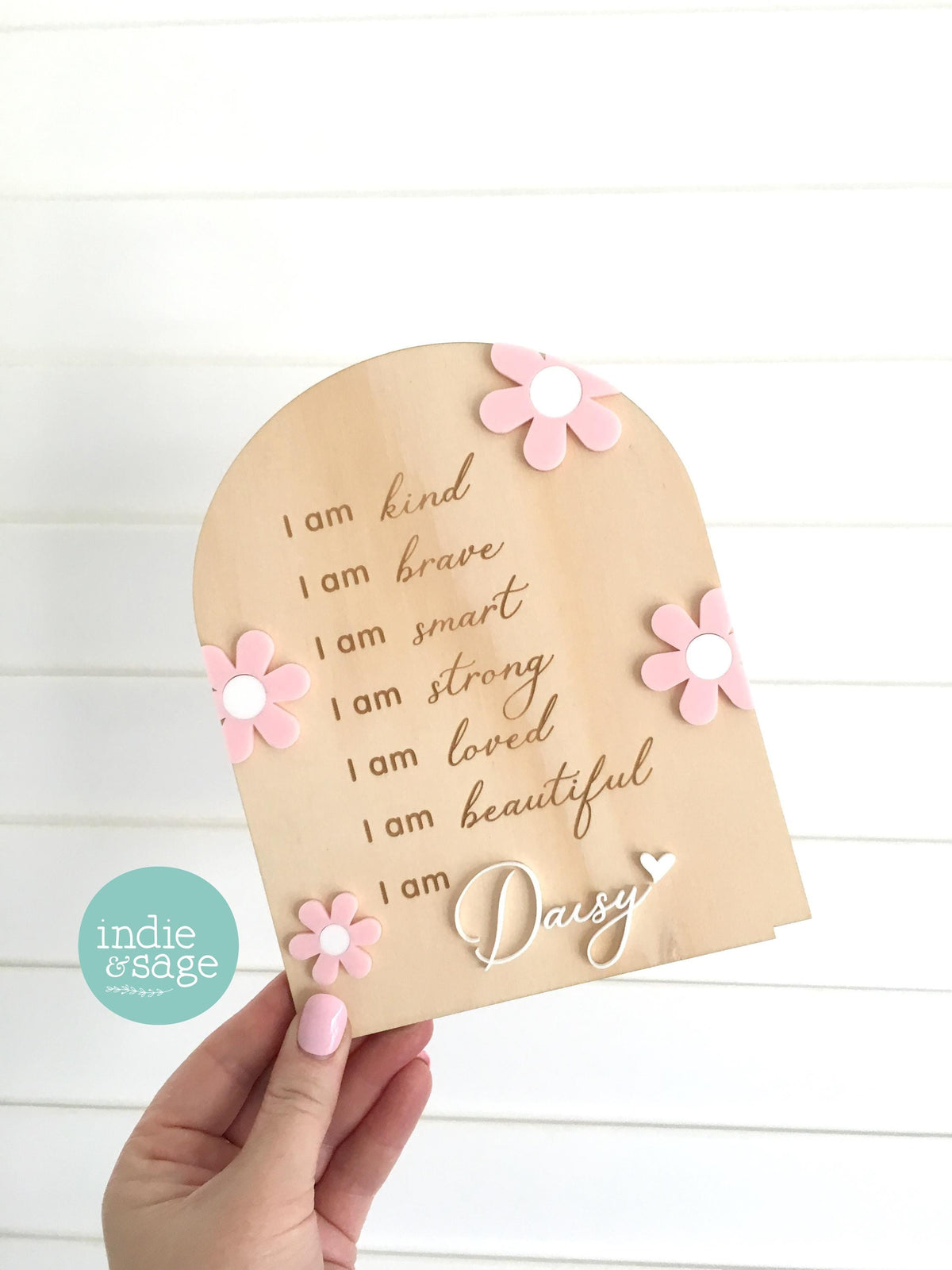Daily Affirmation Plaque for Girls - Pink Floral Design, Affirmation Sign, Affirmations
