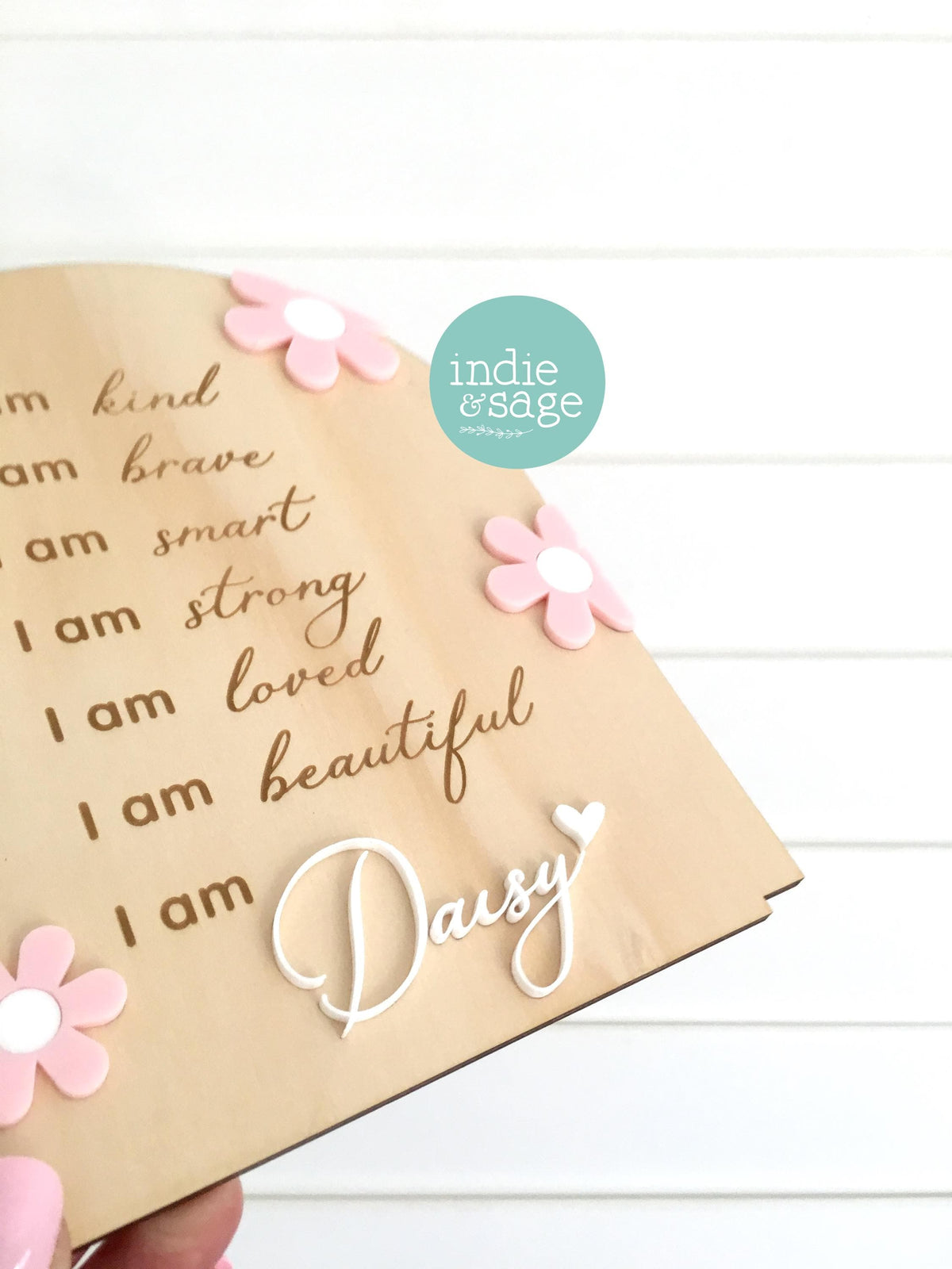 Daily Affirmation Plaque for Girls - Pink Floral Design, Affirmation Sign, Affirmations