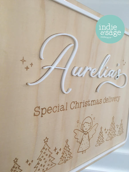 Christmas Eve Box Sign for Girls | Personalised Christmas Box/Crate Sign | Special Delivery Plaque, Girls Christmas